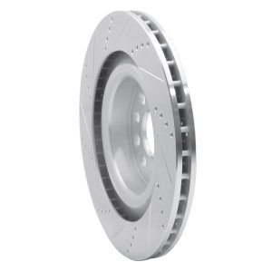 Tesla Model S Brake Rotor (1) - Rear Right - R1 Concepts - Drilled & Slotted - Silver - `12-`21